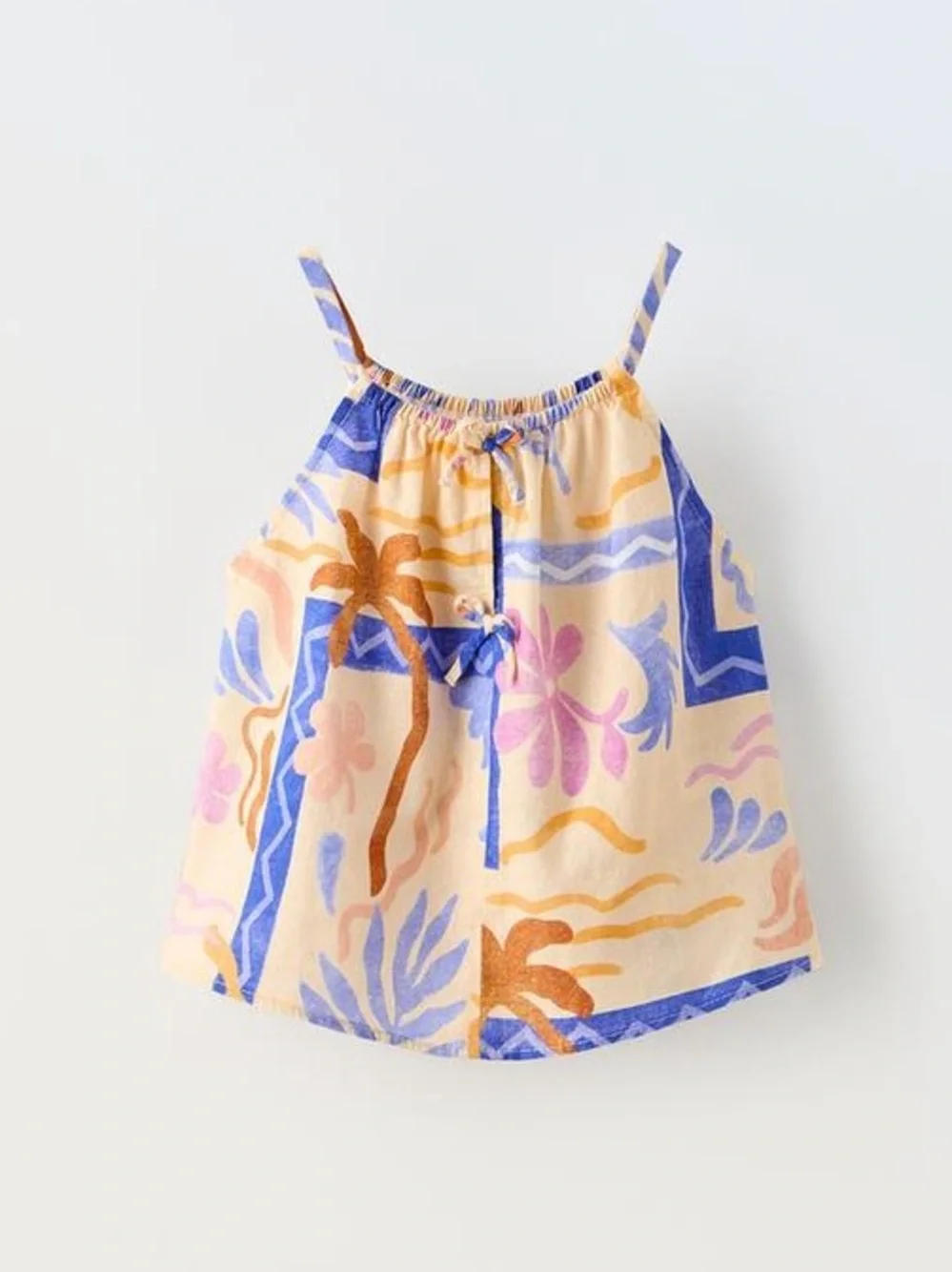 Zara Girl’s Tank Top Size 7 Kids Linen Tropical Beach Summer Spring